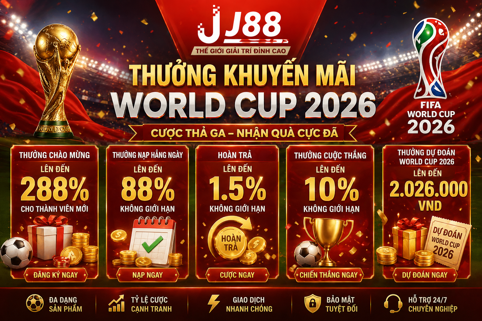 Khuyến mãi world cup 2026 tại J88
